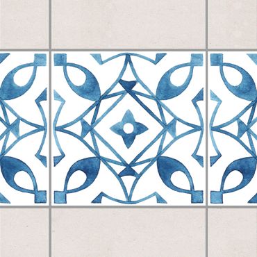 Frise adhésive pour carrelage - Pattern Blue White Series No.8