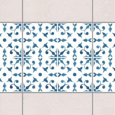 Frise adhésive pour carrelage - Blue White Pattern Series No.6