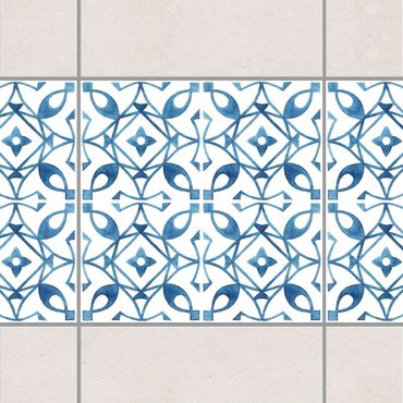 Frise adhésive pour carrelage - Blue White Pattern Series No.8
