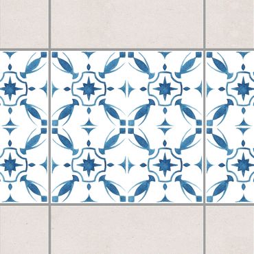 Frise adhésive pour carrelage - Blue White Pattern Series No.1