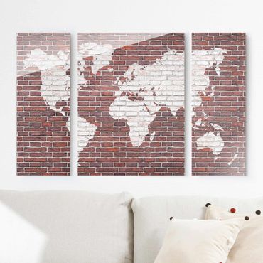 Tableau en verre 3 parties - Brick World Map