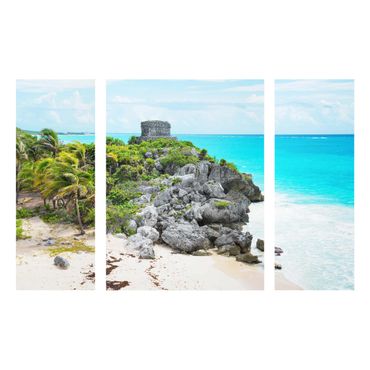 Tableau en verre 3 parties - Caribbean Coast Tulum Ruins