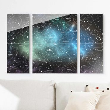 Tableau en verre 3 parties - Stellar Constellation Map Galactic Nebula