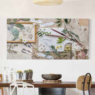 Impression sur toile - Flowers And Garden Herbs Vintage