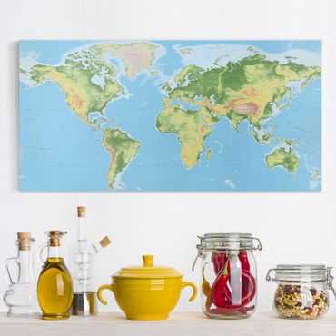 Impression sur toile - Physical World Map