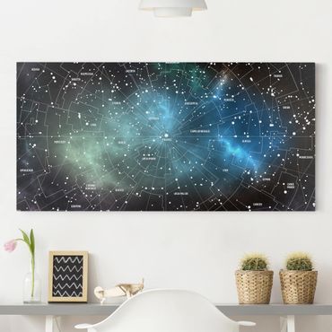 Impression sur toile - Stellar Constellation Map Galactic Nebula