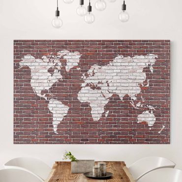Impression sur toile - Brick World Map