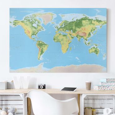 Impression sur toile - Physical World Map