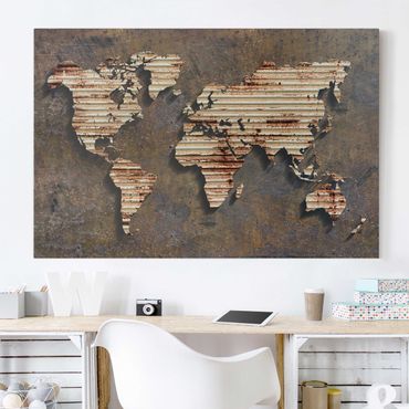 Impression sur toile - Rust World Map
