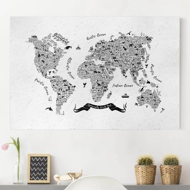 Impression sur toile - Typography World Map White