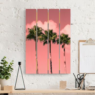 Impression sur bois - Palm Trees Against Sky Pink