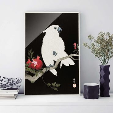 Tableau en verre - Asian Vintage Illustration White Cockatoo