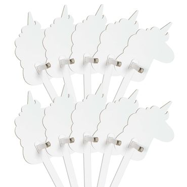 Cheval bâton FOLDZILLA - Set de 10 pièces licorne blanc à colorier/décorer avec des stickers