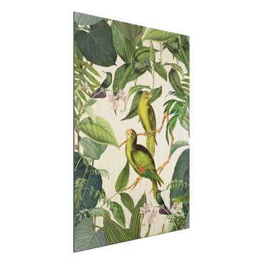 Impression sur aluminium - Vintage Collage - Parrots In The Jungle