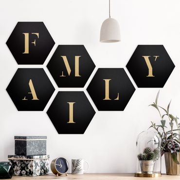 Hexagone en alu Dibond - Letters FAMILY White Set II