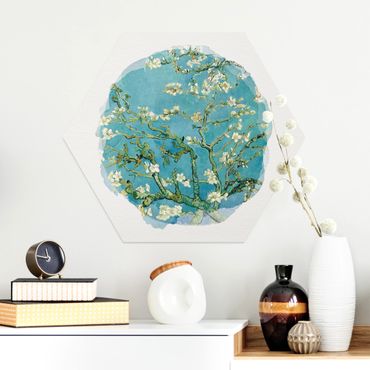 Hexagone en alu Dibond - WaterColours - Vincent Van Gogh - Almond Blossom