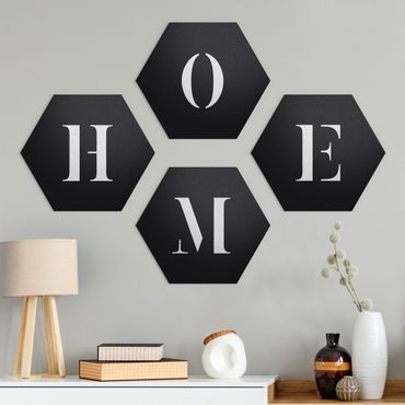 Hexagone en alu Dibond - Letters HOME White Set II