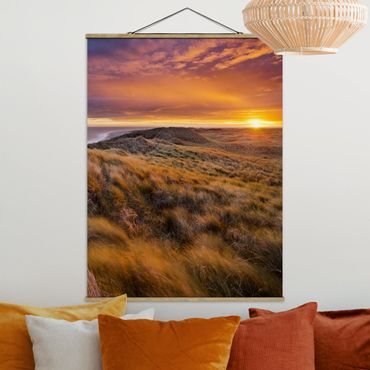 Tableau en tissu avec porte-affiche - Sunrise On The Beach On Sylt