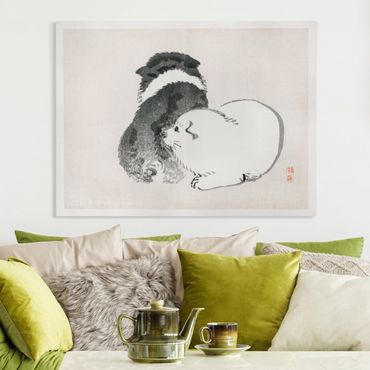 Impression sur toile - Asian Vintage Drawing Black And White Pooch