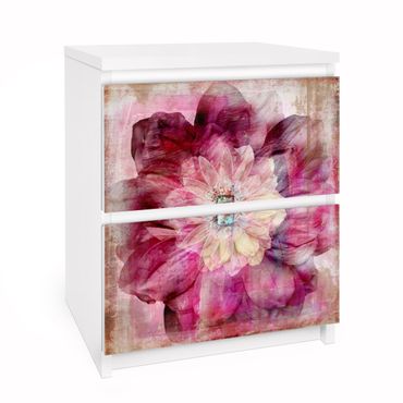 Papier adhésif pour meuble IKEA - Malm commode 2x tiroirs - Grunge Flower
