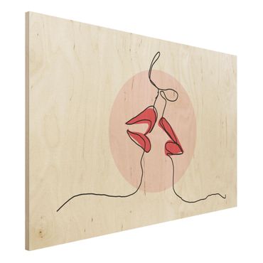 Impression sur bois - Lips Kiss Line Art
