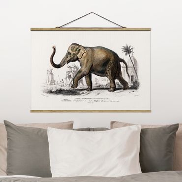 Tableau en tissu avec porte-affiche - Vintage Board Elephant