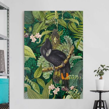 Impression sur toile - Colourful Collage - Cockatoos In The Jungle
