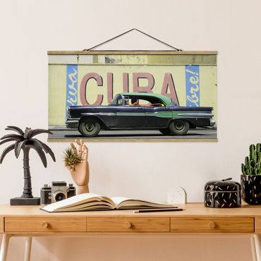 Tableau en tissu avec porte-affiche - Show me Cuba