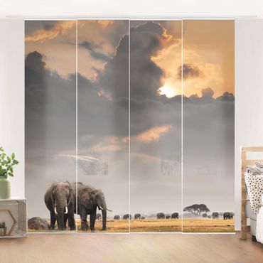 Set de panneaux coulissants - Elephants in the Savannah