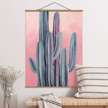 Tableau en tissu avec porte-affiche - Cactus In Licht Pink II