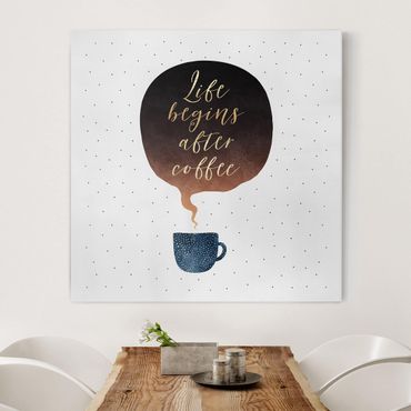 Tableau sur toile - Life Begins After Coffee Dots