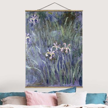 Tableau en tissu avec porte-affiche - Claude Monet - Iris