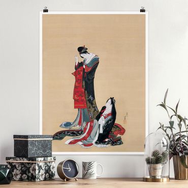 Poster reproduction - Katsushika Hokusai - Two Courtesans