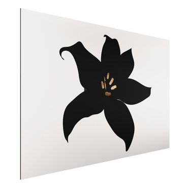 Tableau en alu Dibond fleurs - Graphical Plant World - Orchid Black And Gold