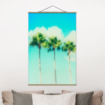 Tableau en tissu avec porte-affiche - Palm Trees Against Blue Sky