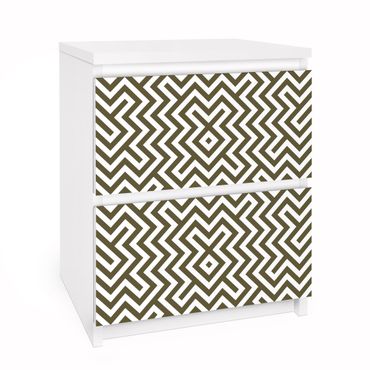 Papier adhésif pour meuble IKEA - Malm commode 2x tiroirs - Geometric Design Brown