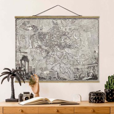 Tableau en tissu avec porte-affiche - Vintage Map Rome