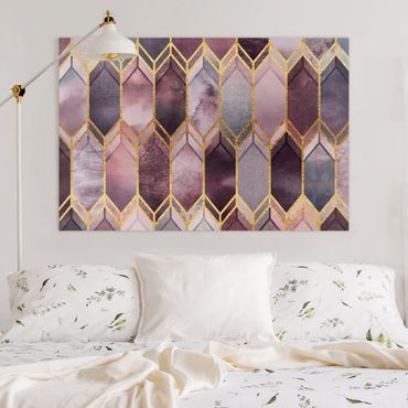 Tableau sur toile - Stained Glass Geometric Rose Gold