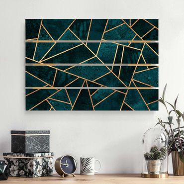 Impression sur bois - Dark Turquoise With Gold