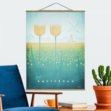 Tableau en tissu avec porte-affiche - Travel Poster - Amsterdam