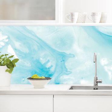 Revêtement mural cuisine - Emulsion In White And Turquoise I