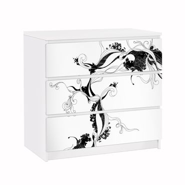 Papier adhésif pour meuble IKEA - Malm commode 3x tiroirs - Tendril In Ink