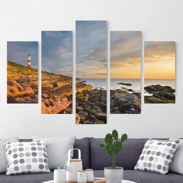 Impression sur toile 5 parties - Tarbat Ness Ocean & Lighthouse At Sunset