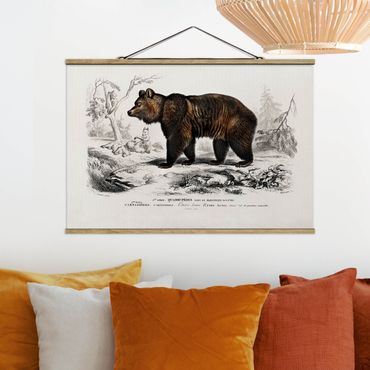 Tableau en tissu avec porte-affiche - Vintage Board Brown Bear
