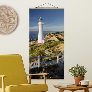 Tableau en tissu avec porte-affiche - Castle Point Lighthouse New Zealand
