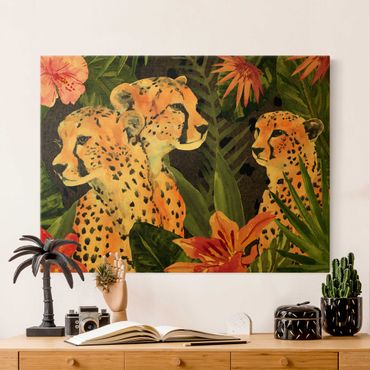 Tableau sur toile or - Three Cheetahs In The Jungle