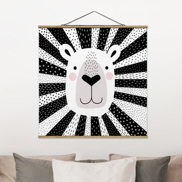 Tableau en tissu avec porte-affiche - Zoo With Patterns - Lion