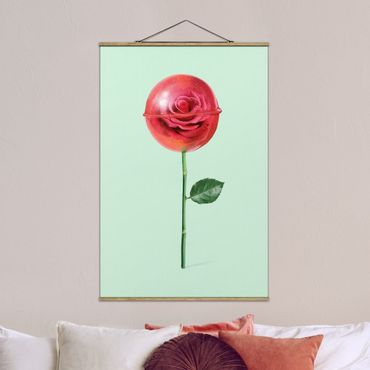 Tableau en tissu avec porte-affiche - Rose With Lollipop