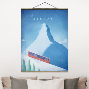 Tableau en tissu avec porte-affiche - Travel Poster - Zermatt