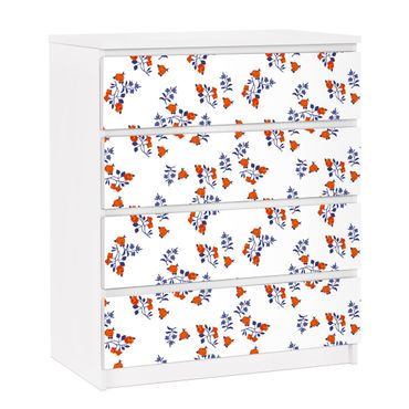 Papier adhésif pour meuble IKEA - Malm commode 4x tiroirs - Mille Fleurs Design Pattern
